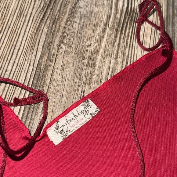 Free People intimately small Red Chemise tank top hi how sheer trim top - Picture 4 of 4